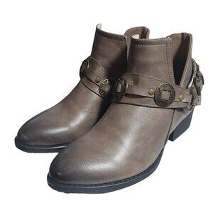 GC Shoes Womens Elisa Taupe Western Almond Toe Booties Ankle Boots Size 6.5
